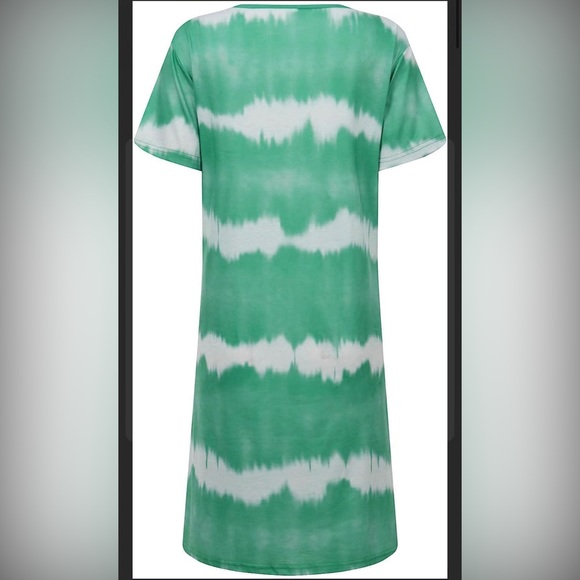 HP❤️New Oversized Green Beach Casual Tie Dye Dress Sz XS - Picture 3 of 6